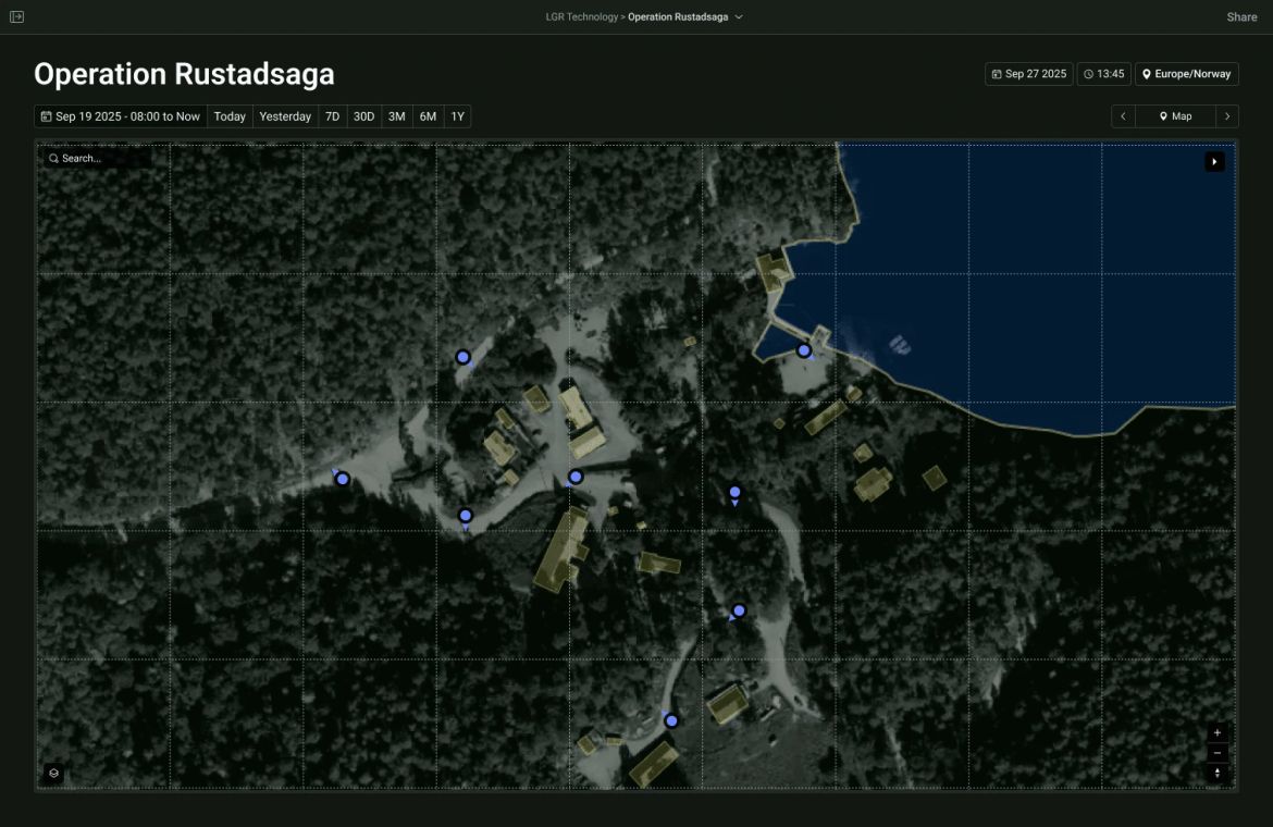 Operator command-and-control map view during a field exercise